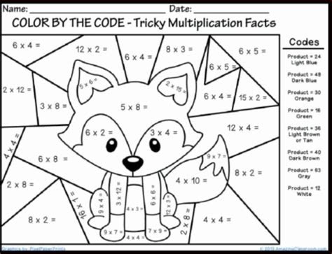  4th grade multiplication color by number free printable 101 coloring