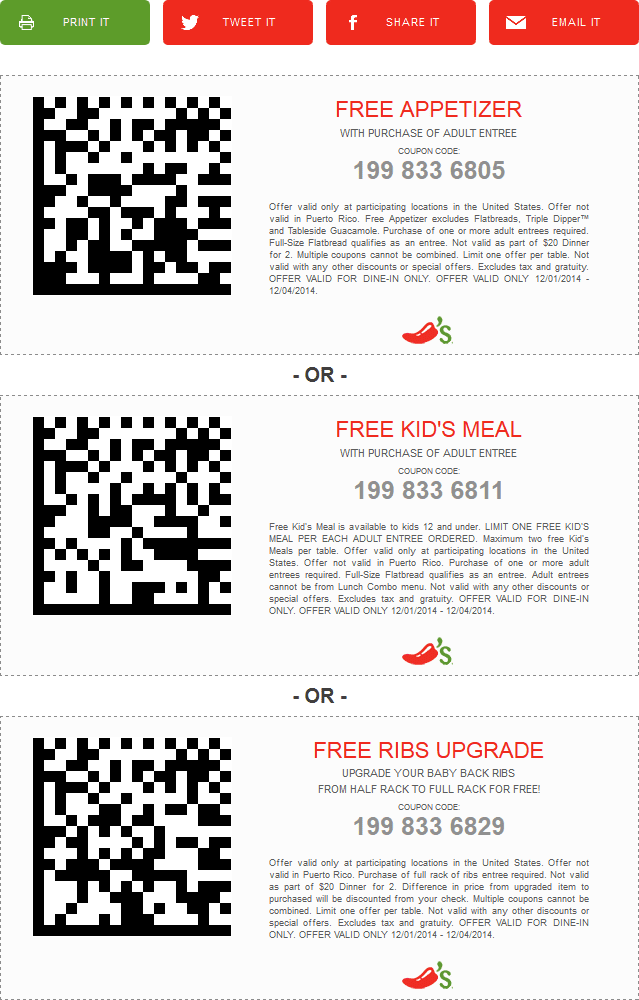 Chilis October 2022 Coupons and Promo Codes ð