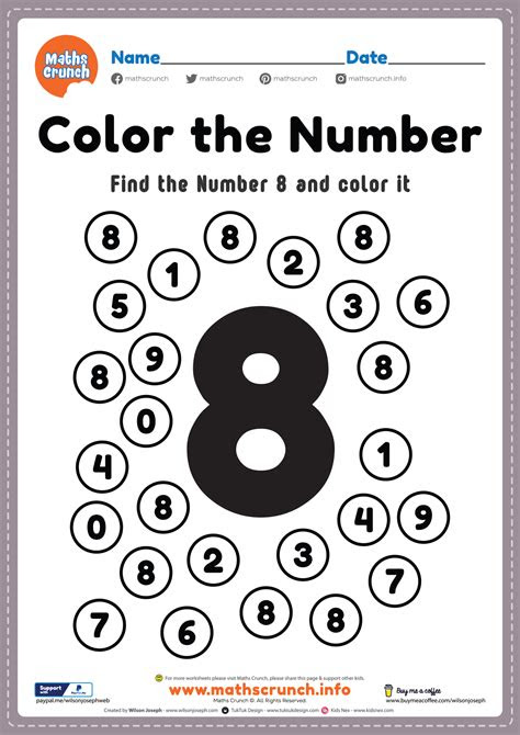 number worksheets for kindergarten number 8 coloring pdf