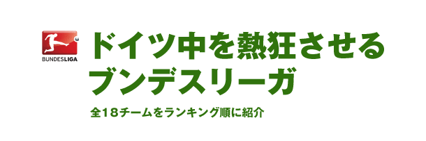 ドイツ中を熱狂させるブンデスリーガ 全18チーム紹介