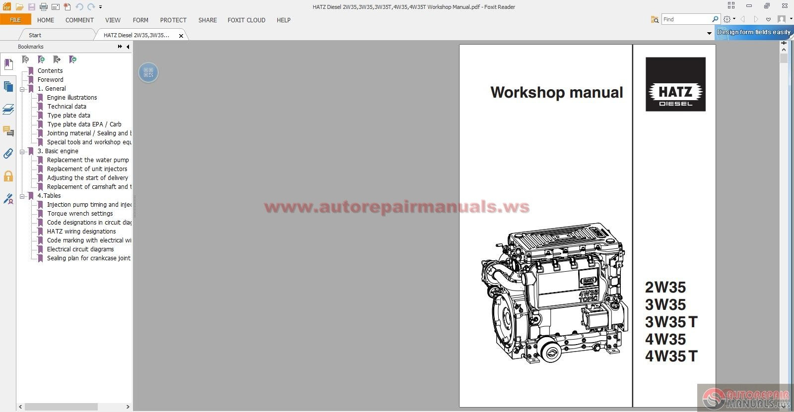 HATZ Diesel 2W35,3W35,3W35T,4W35,4W35T Workshop Manual ...