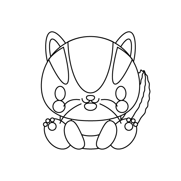 塗り絵に最適な白黒でかわいいリスの無料イラスト 商用フリー オイデ43