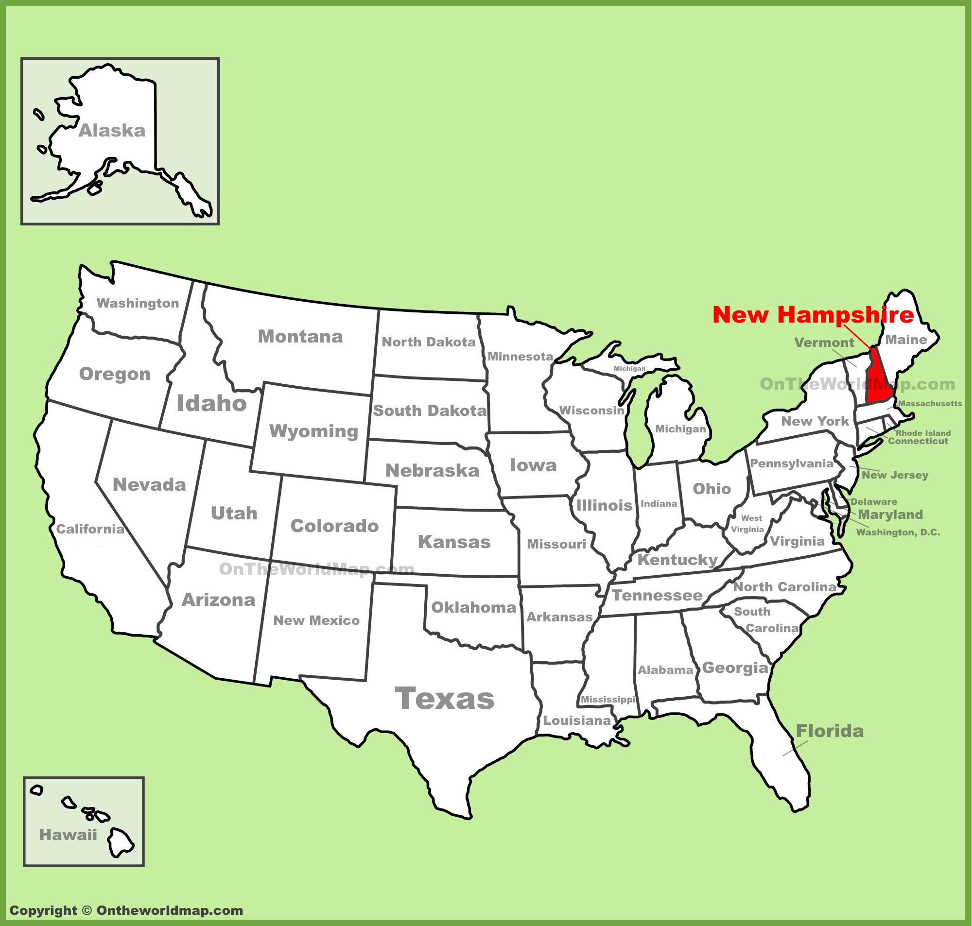 United States Map New Hampshire New Hampshire location on the U.S. Map