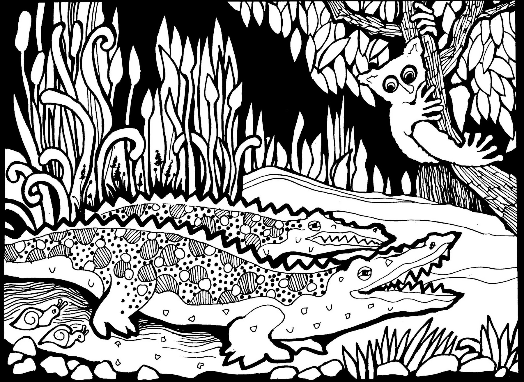 Download Crocodile Coloring Page For Adults - 274+ File Include SVG PNG EPS DXF for Cricut, Silhouette and Other Machine