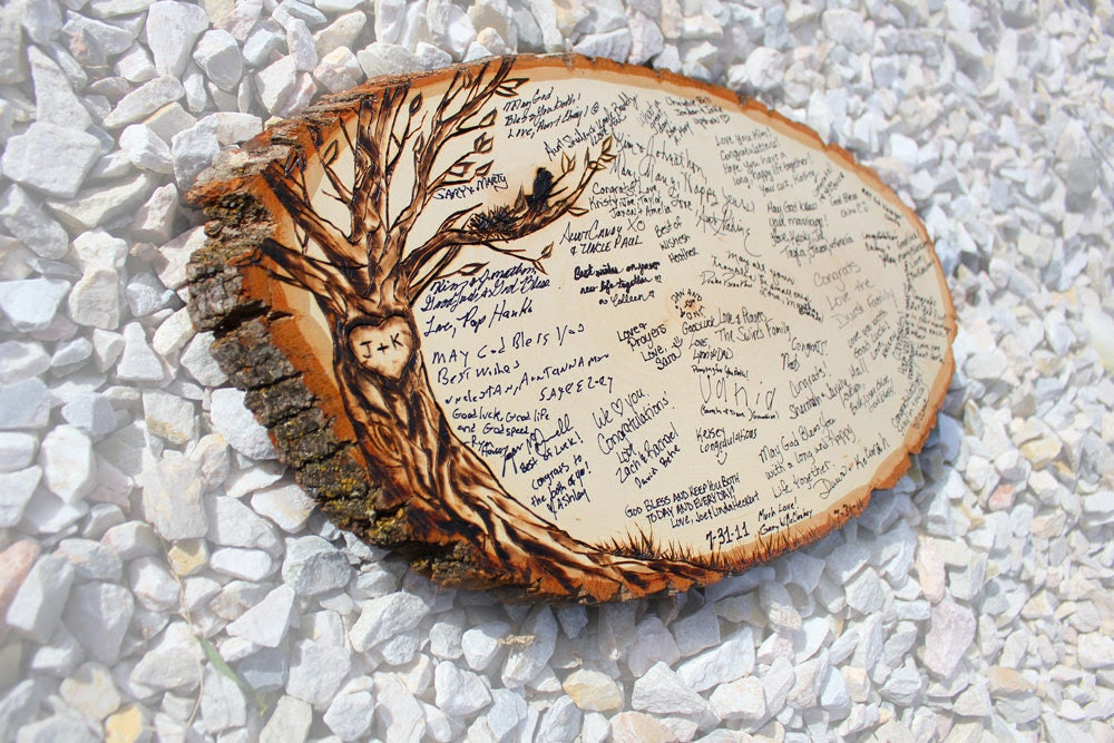 Guest Book Alternative Wood Slab Tree
