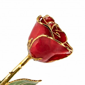 24 Karat Red Gold Trimmed Rose