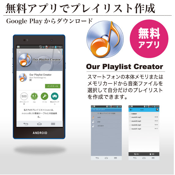 Usbケーブル1本で車で音楽を再生できる Usb Android Music Cable