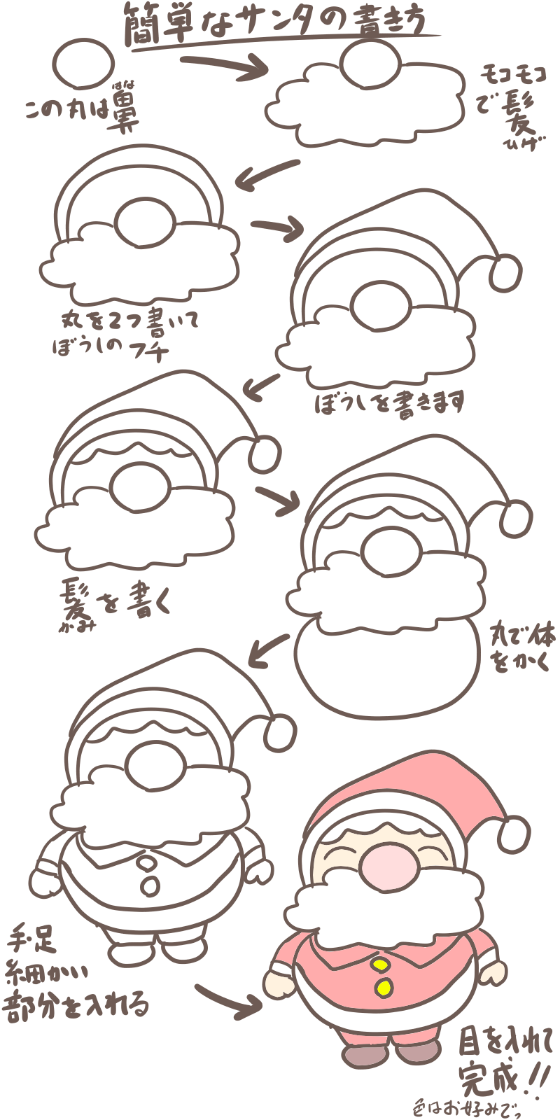 小学生にもオススメ ボールペンで超簡単なサンタクロースのイラストの描き方 ぴぴ