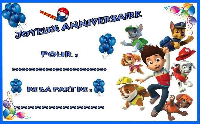 Etiquettes Et Invitations Pat Patrouille Pour Anniversaire