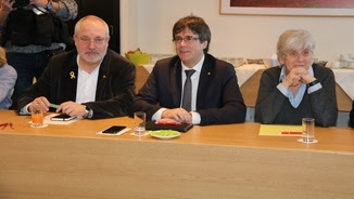 Puig, Puigdemont i Ponsatí, en una reunió de JxCat a Brussel·les (ACN)