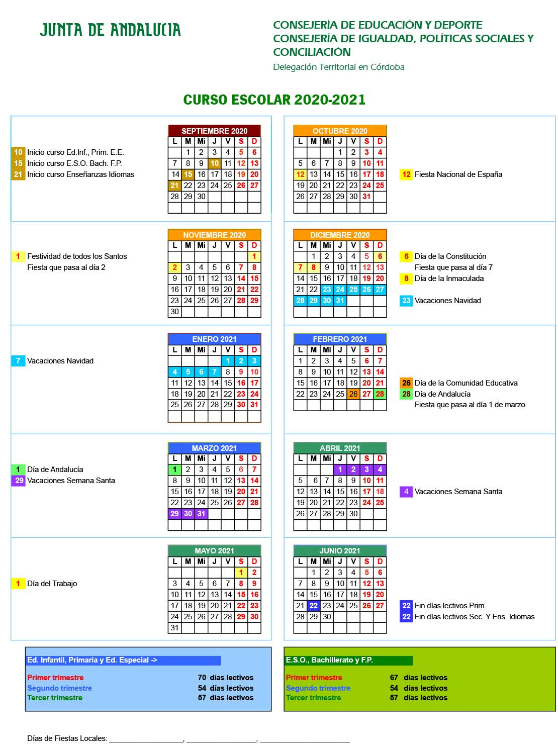 calendario escolar 2021 13 cordoba