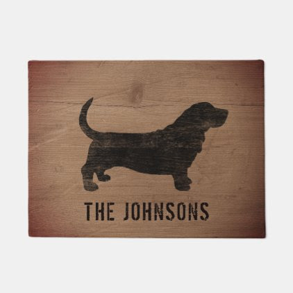 Basset Hound Silhouette Personalized Doormat