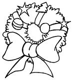 Christmas time coloring pics of wreath and mistletoe.
