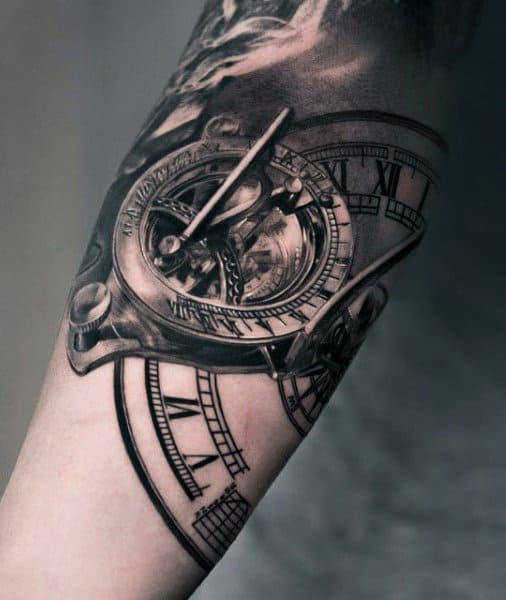 free sleeve tattoo men clock
