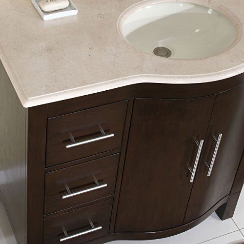 Silkroad Exclusive Cream Marble Top Off Center Single Sink ...