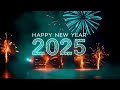 Happy New Year 2025 Typography With Colorful Fireworks Glowing Night Scene