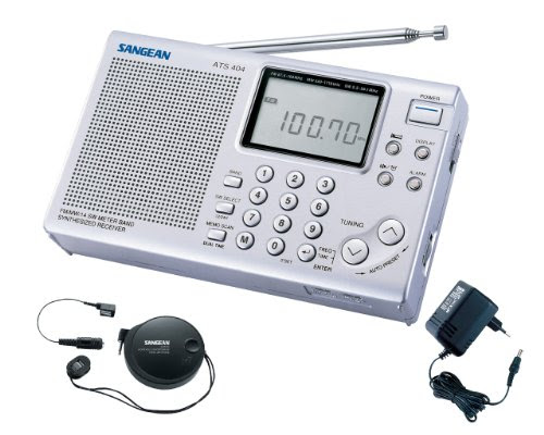  Sangean PAKKET 404 Radio digitale FM Stéréo AM / SW / PLL Horloge Alarme Haut-parleurs Antenne Ecouteurs Argent