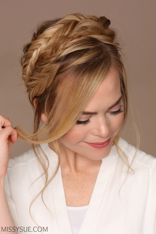 Double fishtail crown braid 