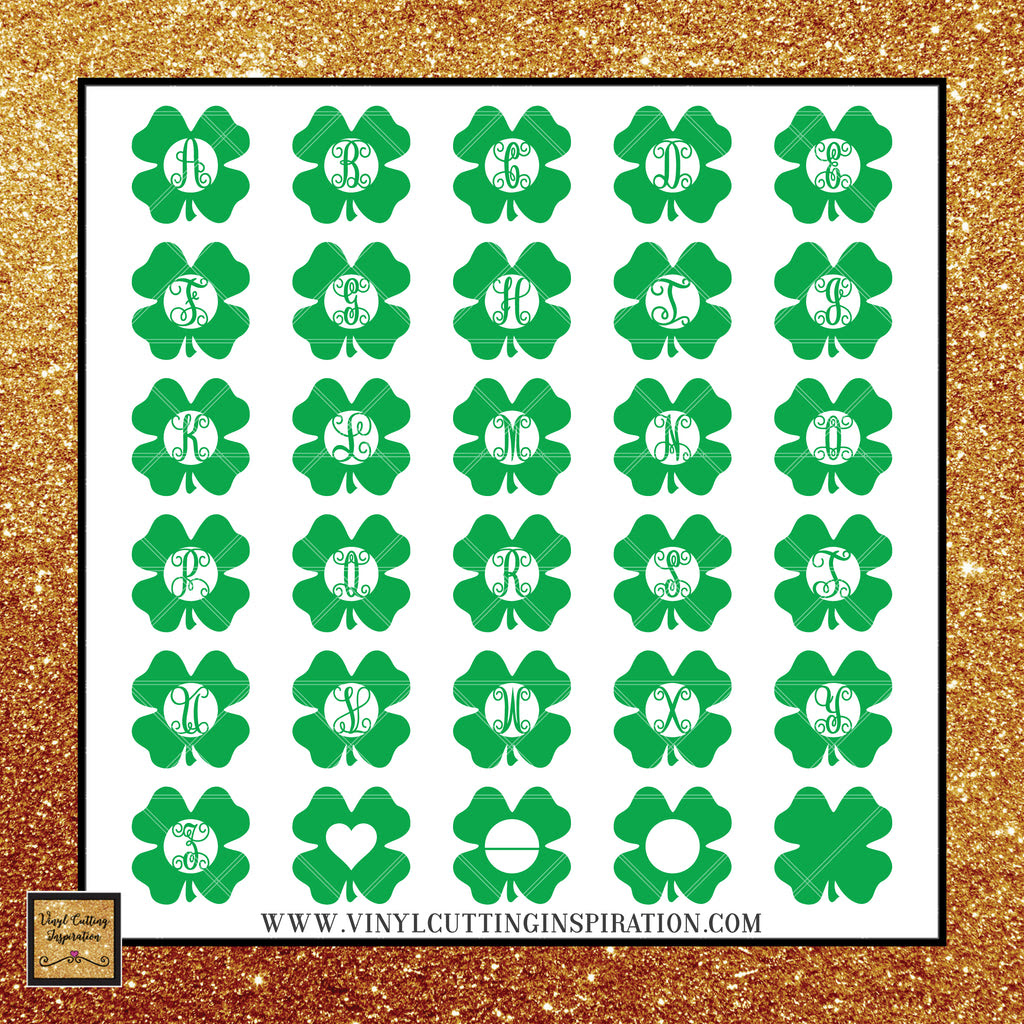 Download 4-Leaf Clover Monogram Bundle, Shamrock svg, Clover Svg ...