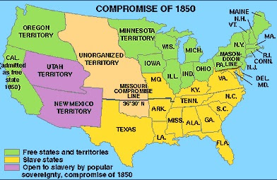 map of the us after the compromise of 1850 Maps
