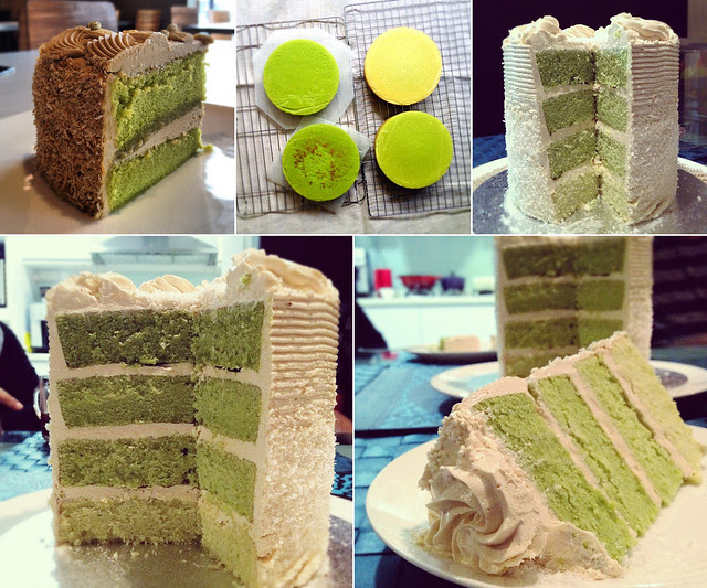 Pandan Ombre Cake with Gula Melaka Swiss Meringue Buttercream Frosting