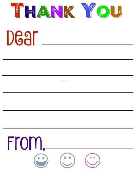 Thank you card template for kids to color. free thank you cards for little kids and big kids the centsable shoppin