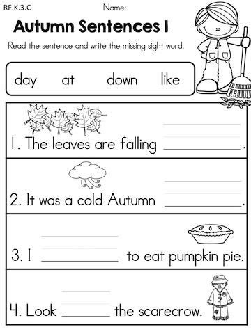  fall literacy activities fall worksheets no prep kindergarten