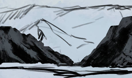 クリップペイントで描く雪山のある風景の描き方 モンスターイラストの描き方ブログ