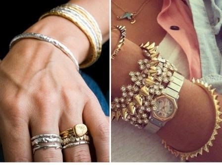 Gold watch silver wedding ring