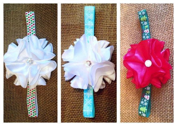 468 New baby headbands holiday 733 Holiday Flower Elastic Headbands  baby and child sizes on Etsy, $8.00 