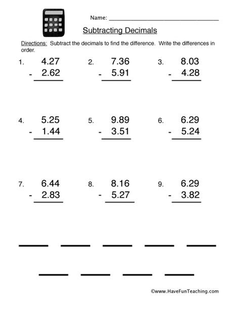  subtracting decimals worksheets 99worksheets