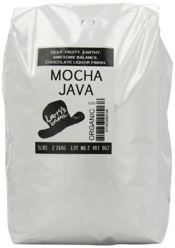 Larry's Beans Fair Trade Organic Coffee, Mocha Java Blend, Whole Bean, 5-Pound Bag