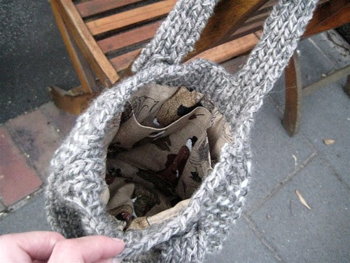 Inside knitted bag from Michelle