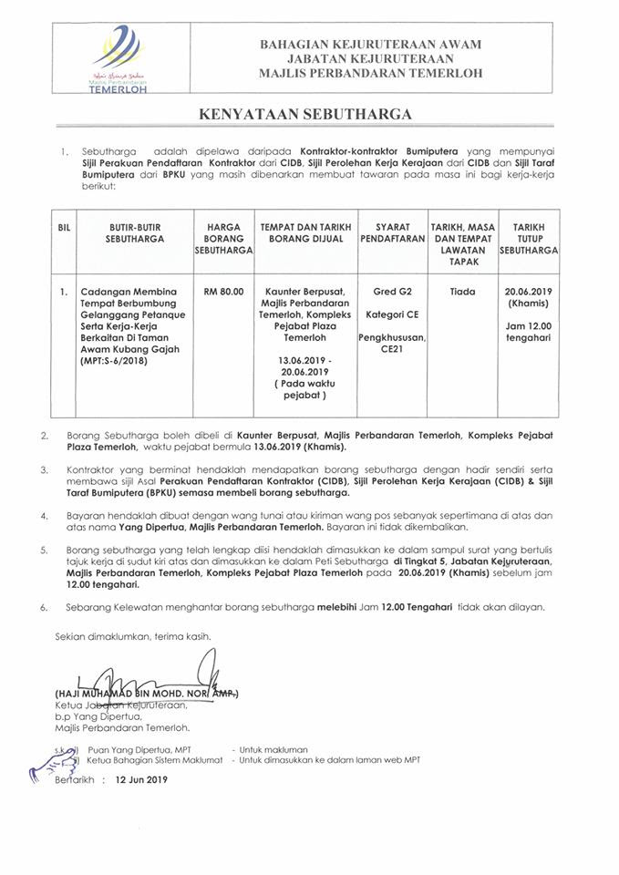 Arkib Tender & Sebutharga  Portal Rasmi Majlis Perbandaran 