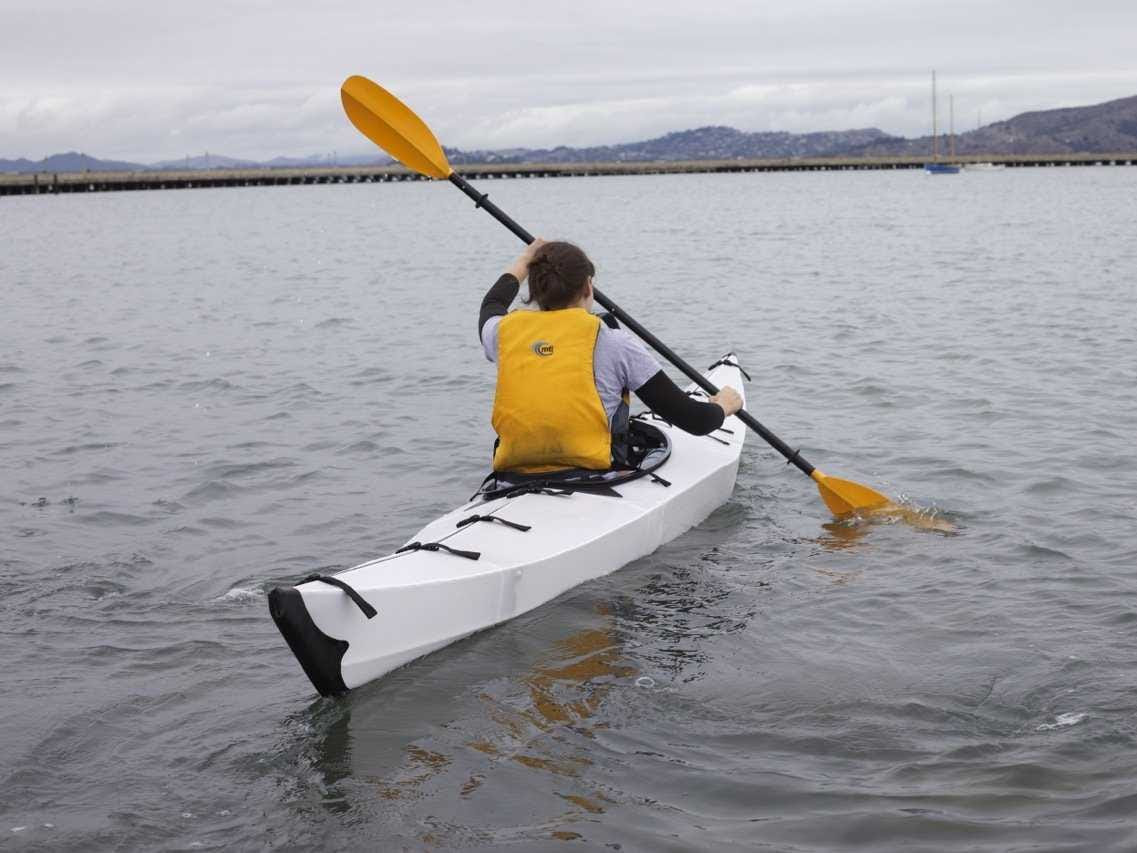 this 26-pound folding kayak fits in the trunk of a car