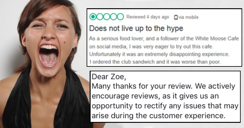 Woman's terrible food review ends up coming back to haunt her in hilarious way.