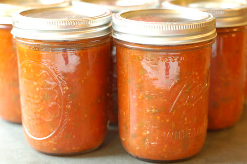 12 pints of simple tomato sauce by Eve Fox, Garden of Eating blog, copyright 2011
