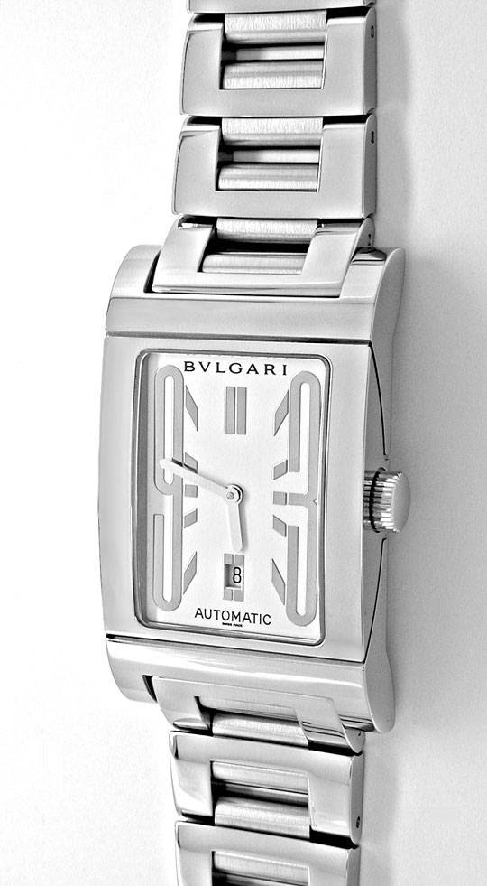 Originalfoto BULGARI BVLGARI RETTANGOLO STAHL AUTOMATIK 2.950€ NEUW.