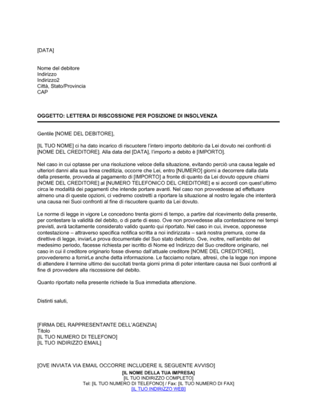 Fac simile lettera per riconfinamento