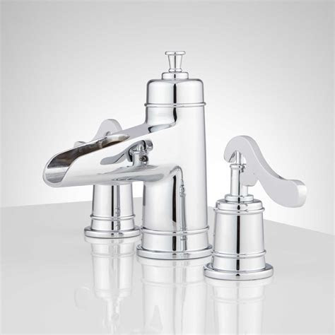 If you want to offer everyone a little reminder, post a sign. Melton Widespread Waterfall Bathroom Faucet - Bathroom