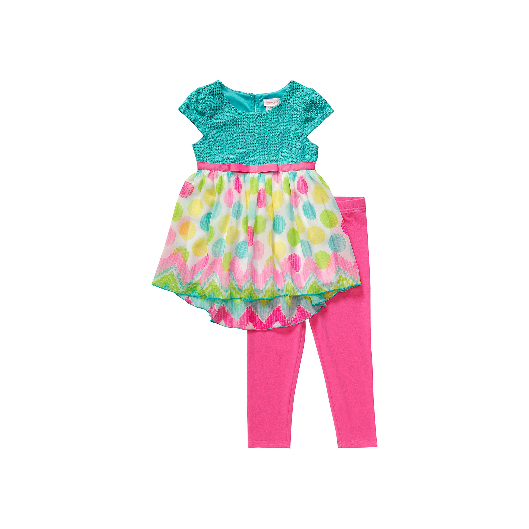 Youngland Short-Sleeve Dress and Leggings Set - Preschool Girls 4-6x