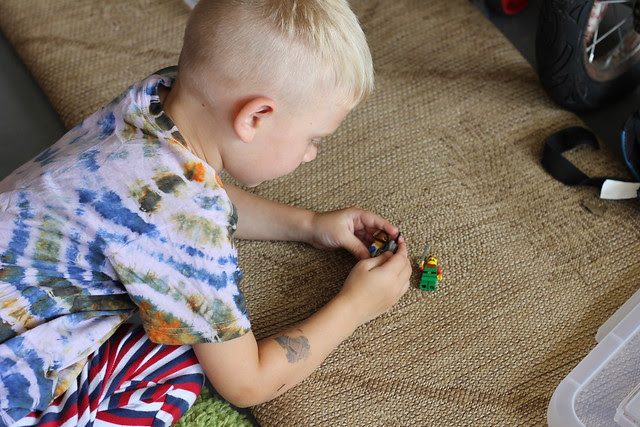 Playing Legos and Showing Off Our Tie Dye