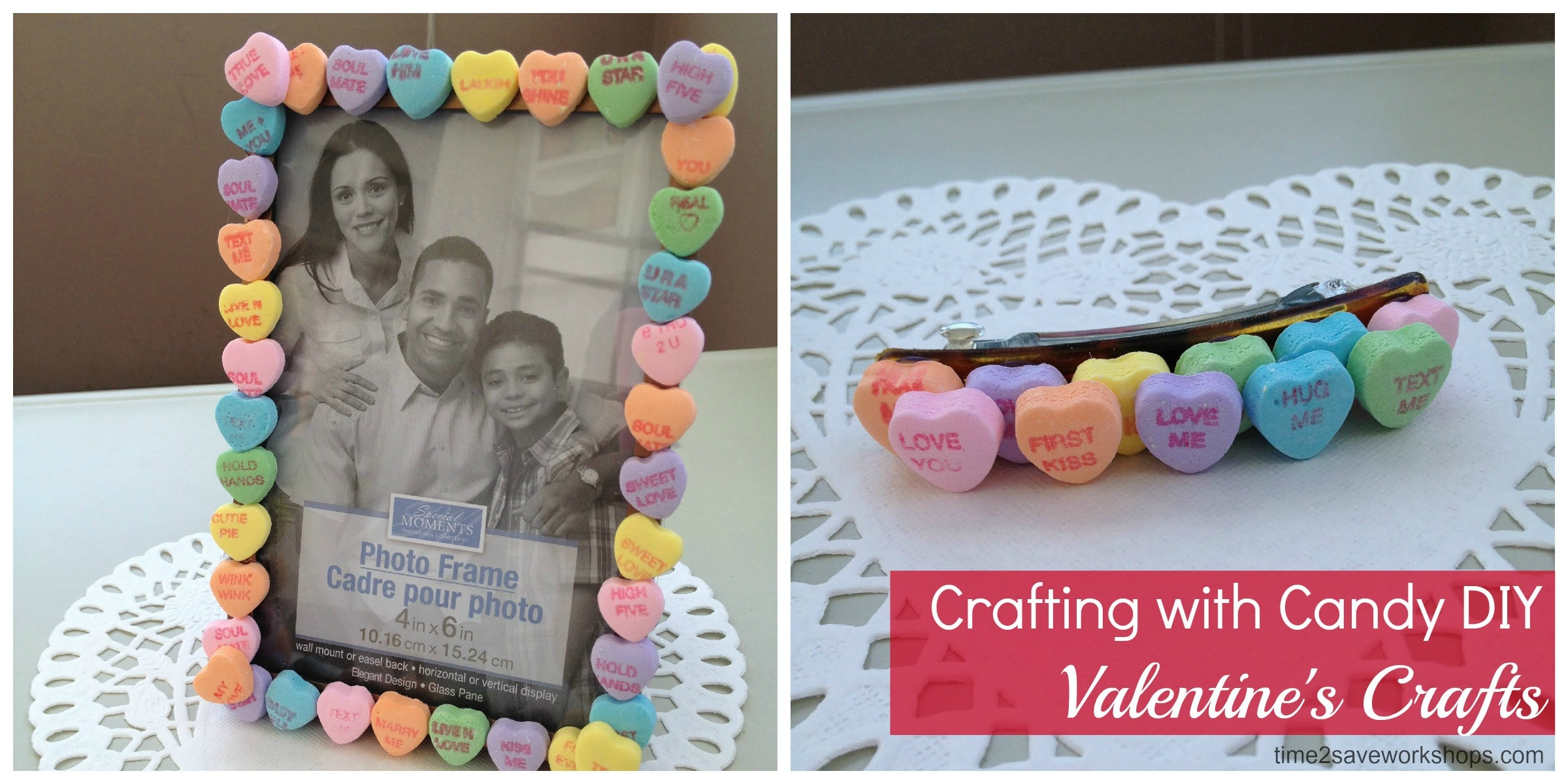 Valentine's Day Crafts: Candy Barrettes and Picture Frames 