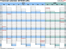 Financial calendars 2019\/20 UK in Microsoft Excel format