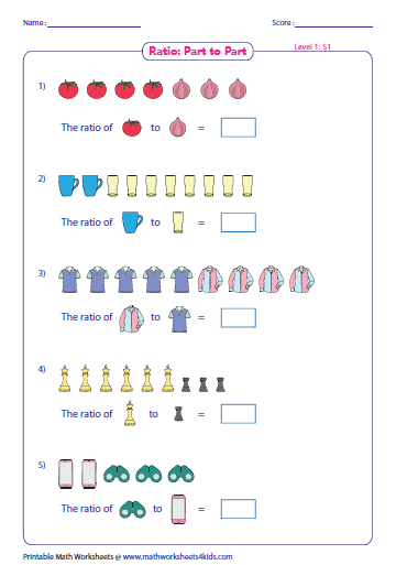 Part and whole math worksheets