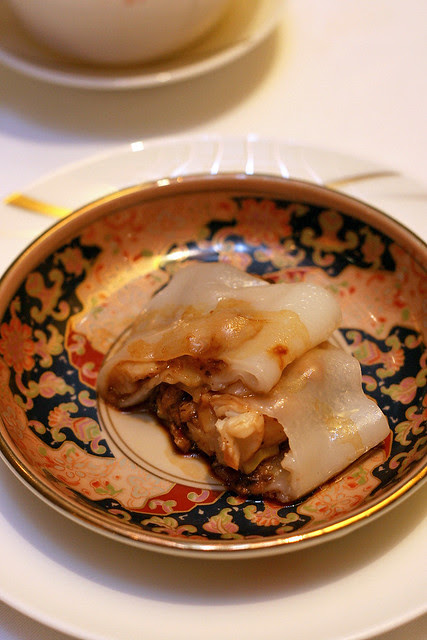 Rice Rolls wrapped over Lobster meat immersed in a rich Black Bean sauce