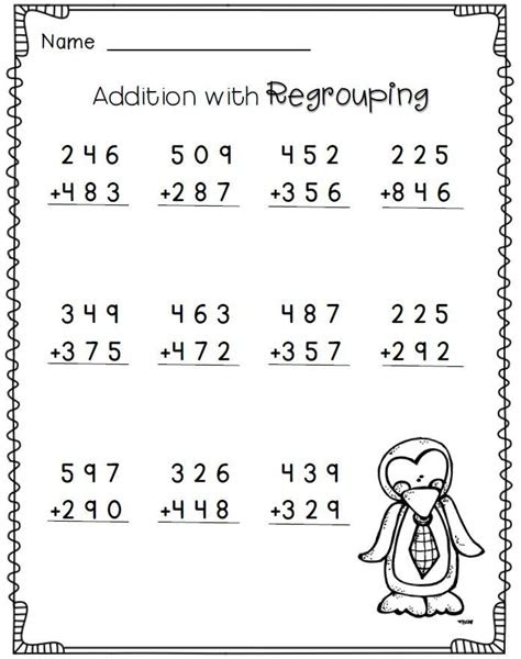  3 digit addition with regrouping 2nd grade math worksheets free 2nd