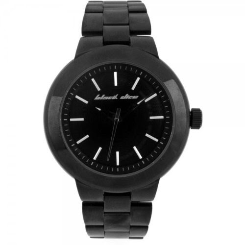 Black Dice Men's Premier Oversized Solid Ip Black Stainless Steel Analogue Watch BD 059 03 With Black Dial and Stainless Steel Bracelet And Case