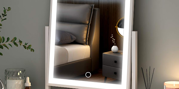 Lighted Makeup Mirror Hollywood Mirror Vanity Makeup Mirror with Lights Smart Touch Control 3-Gear Dimable Light 360°Rotation (12in. White)