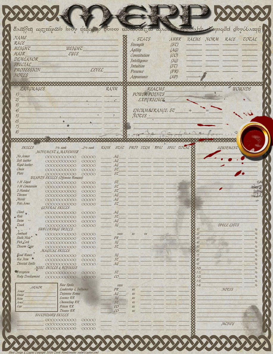 Merp Character Generator